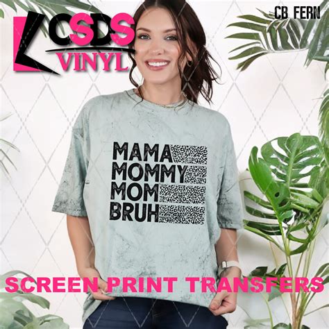 Screen Print Transfer Scr4558 Mama Mommy Mom Bruh Leopard Black