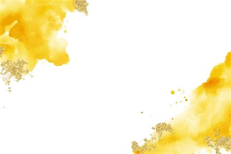 Fundo De Borda Aquarela Amarelo E Dourado Vetor Premium