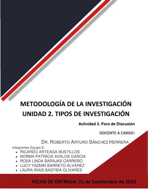 A3 EQ acitivdad3 1 METODOLOGÕA DE LA INVESTIGACIN UNIDAD 2 TIPOS