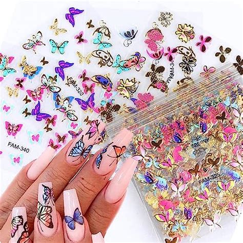 Amazon 30Pcs Butterfly Nail Art Stickers 3D Self Adhesive Colorful