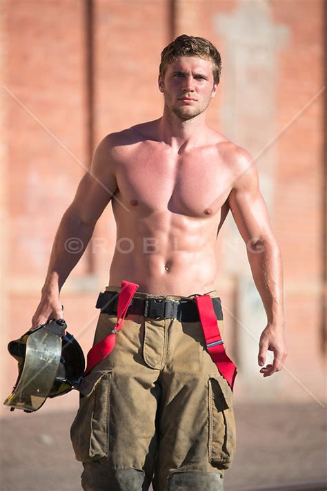 Hot Muscular Shirtless Fireman Rob Lang Images