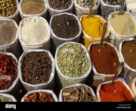 Indian Spices In The Anjuna Maket In The Goa State In India Stock Photo