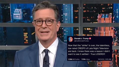 Stephen Colbert Makes Genius Use Of Trump S Angry Posts About Late Night Hosts Mashable