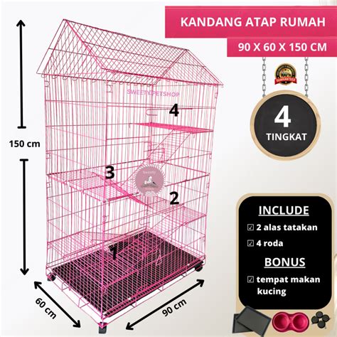 Jual KANDANG KUCING JUMBO 4 TINGKAT RODA EXTRA JUMBO BONUS TEMPAT