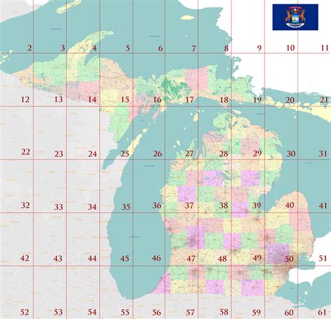 Michigan State US Tourist Road Map multi-page atlas, contains 60 pages ...