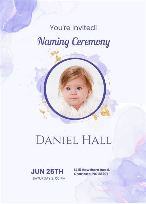 Free Baby Naming Ceremony Invitation Card Template Edit Online