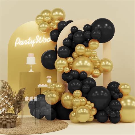 Amazon Partywoo Black And Gold Balloons Pcs Black And Gold