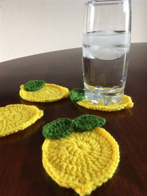 Lemon Decor Lemon Coasters Crochet Lemon Fruit Coasters Etsy