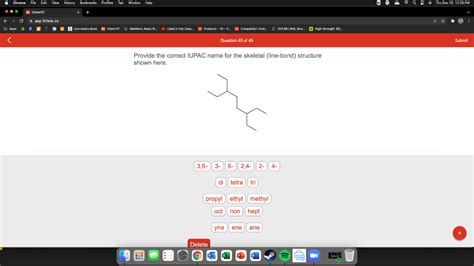 Solved Provide The Correct Iupac Name For The Skeletal Chegg