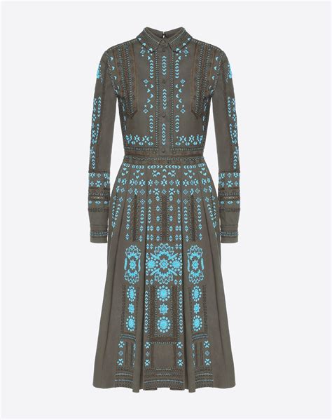 Valentino Embroidered Cotton Faille Dress Valentino Dress Embroidered