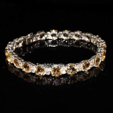 Tennis Bracelet Natural Citrine Bracelet Sterling Etsy Uk