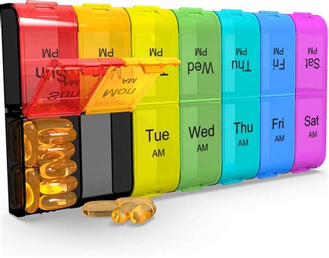 Extra Large Pill Organizer 2 Times A Day Weekly XL AM PM Pill Case 7