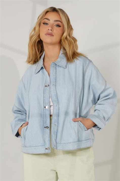 Yours Plus Size Curve Light Blue Denim Western Style Shacket Yours