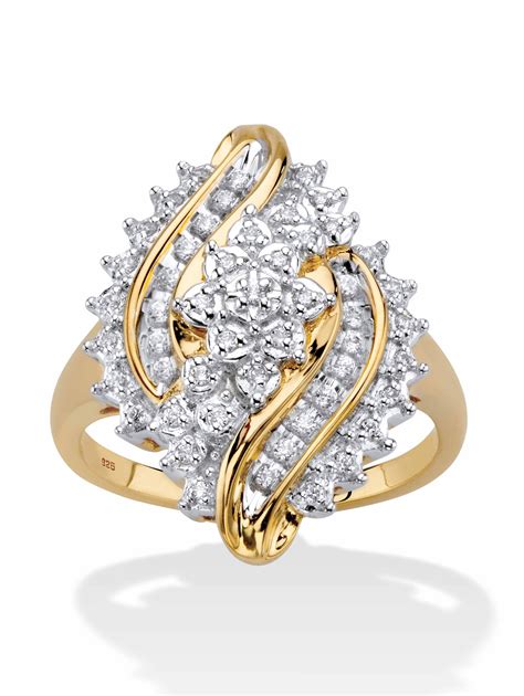 Palmbeach Jewelry Round Diamond Cluster Bypass Ring Tcw In K Gold