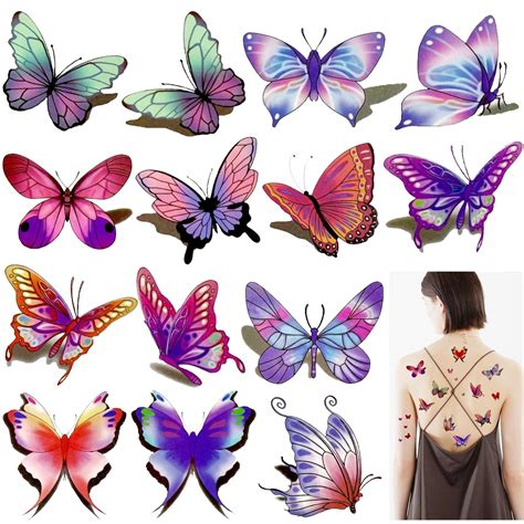 Casciybo Tatuajes temporales de mariposa para mujeres niños y niñas