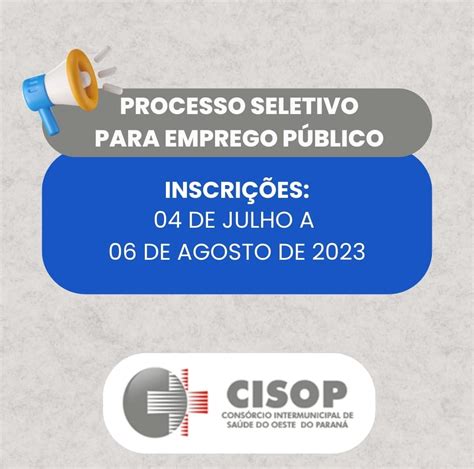 Cisop abre Concurso Público para vagas imediatas e cadastro reserva O