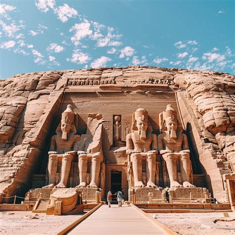 Los Antiguos Templos De Abu Simbel Estructura Monumental Exterior Con