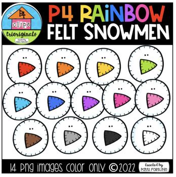 P4 RAINBOW FELT Snowmen P4Clips Trioriginals WINTER CLIPART TPT