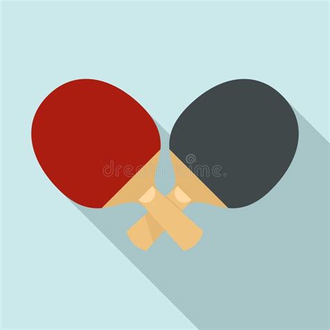 Crossed Ping Pong Paddle Icon Flat Style Stock Vector Illustration