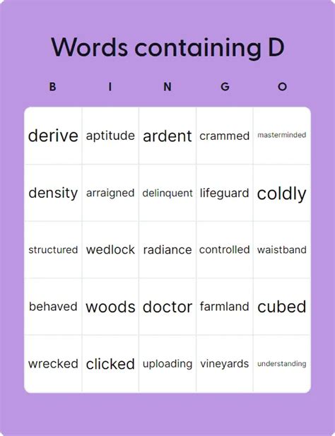 Words Containing Bingo Card Creator