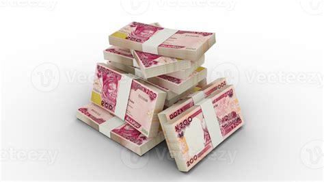 3d Rendering Of Stacks Of 200 Nigerian Naira Notes Bundles Of Nigerian