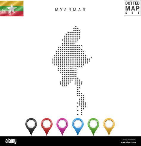 Vector Dotted Map Of Myanmar Simple Silhouette Of Myanmar National