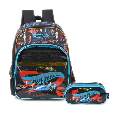 Mochila Hot Wheels Costas Estojo Duplo Infantil Meninos Submarino