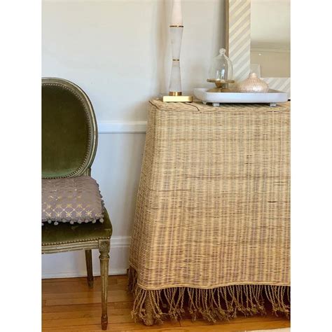 Mainly Baskets Scallop Coastal Natural Handwoven Rattan Buffet Console