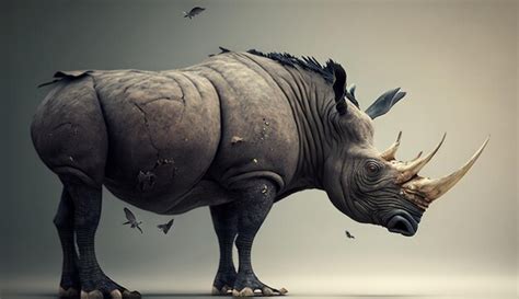 Premium AI Image | A rhinoceros with a large horn and a large horn.