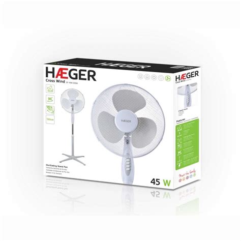 Haeger Cross Wind Ventilador De Pie 45W Blanco PcComponentes