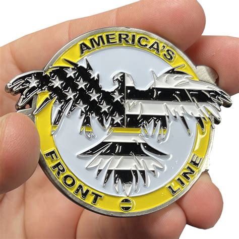 Thin Gold Line Flag And Eagle Police Challenge Coin 911 Etsy