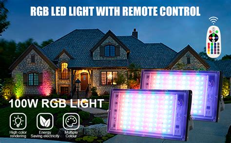 Indmird Pack W Rgb Flood Light Rgb Color Changing Floodlight