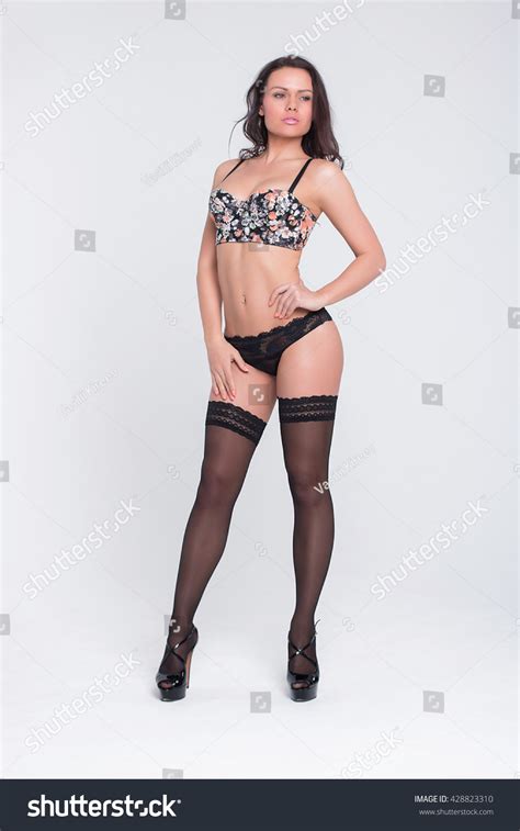 Sexy Woman Black Lingerie On White Stock Photo 428823310 Shutterstock