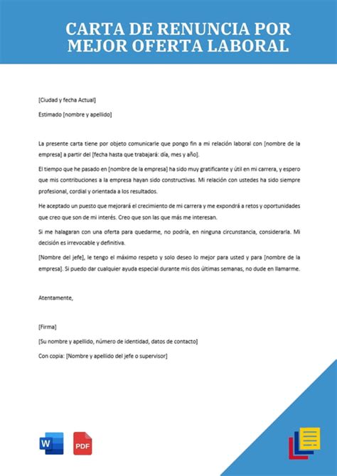 Carta De Renuncia Por Mejor Oferta Laboral Ejemplos Sexiz Pix