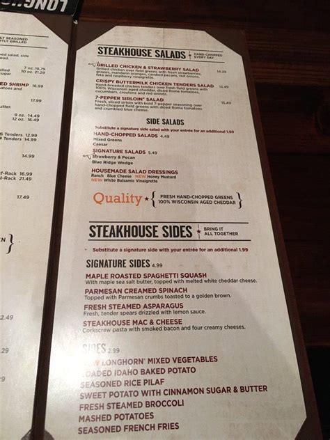 Menu At Longhorn Steakhouse Jackson