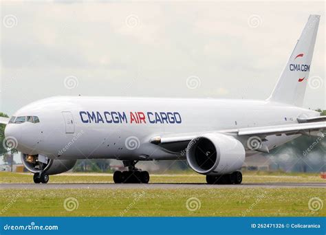 Cma Cgm Air Cargo Landing At Cargo Terminal Airport Editorial Photo