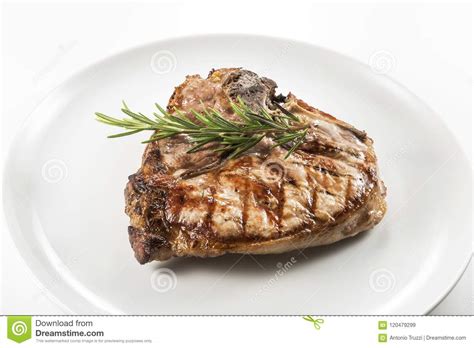 Grilled T Bone Chop Of Pork Stock Image Image Of Roasted Dinner