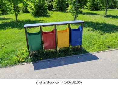 Four Color Trash Cans Garbage Bin Stock Photo Shutterstock