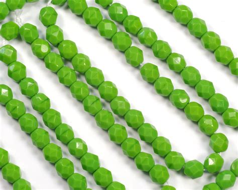 Opaque Green Czech Glass Fire Polish Beads 6mm 25 Etsy