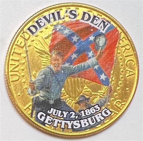 Devil S Den Gettysburg Colorized 24k Gold Plated Kennedy Half Dollar Ebay