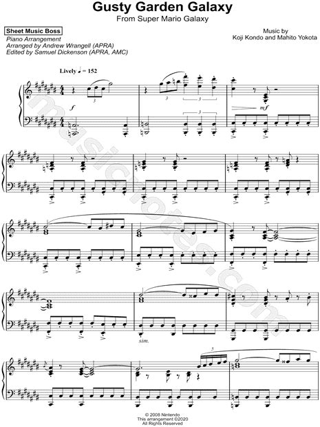 Sheet Music Boss Gusty Garden Galaxy Sheet Music Piano Solo In C