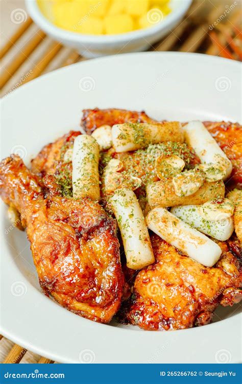 Yangnyeom Chicken Korean Seasoned Fried Chicken Stock Photo Image Of