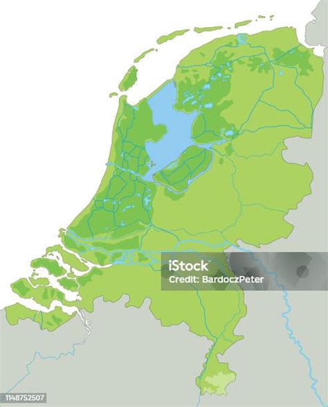 Hoge Gedetailleerde Nederlandse Fysieke Kaart Stockvectorkunst En Meer