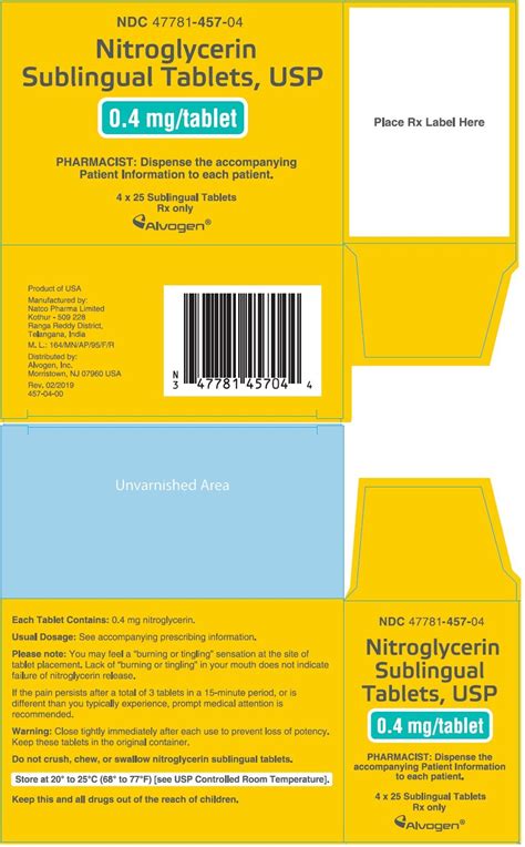 Nitroglycerin Sublingual Tablet - FDA prescribing information, side ...