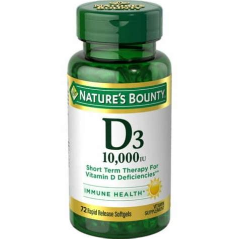 Nature S Bounty Vitamin D3 Softgels 250 Mcg 10000 Iu 72 Count 72