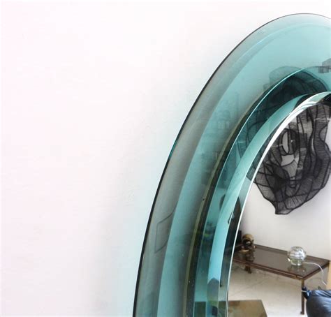 Pale Aqua Blue Italian Fontana Arte Round Beveled Mirror At 1stDibs