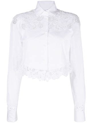 Ermanno Scervino Lace Panel Cropped Shirt Farfetch