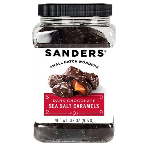 Original Dark Chocolate Sea Salt Caramels Tub 32 Oz Sanders Candy