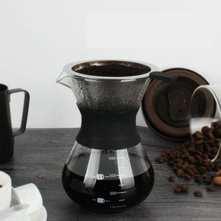 Hilitand Manual Hand Drip Coffee Maker Glass Pot with Stainless Steel Filter,Hand Drip Coffee ...