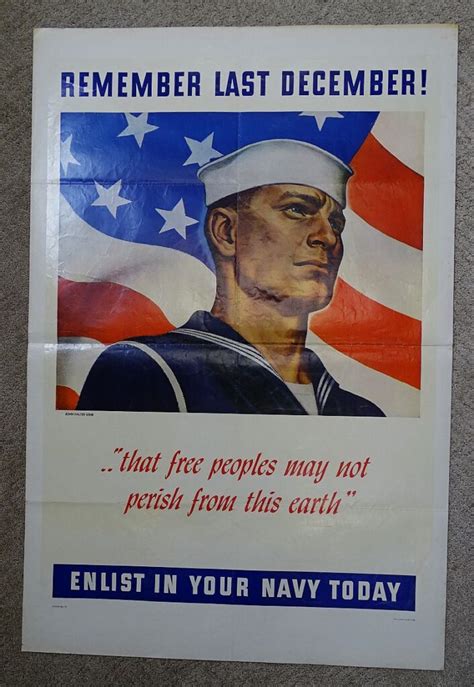 1942 Us Navy Recruiting Poster Remember Last December” Griffin